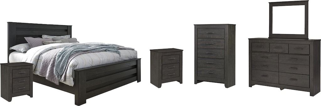 Brinxton 6 Piece Panel Bedroom - Charcoal Brinxton 6 Piece Panel Bedroom - Charcoal