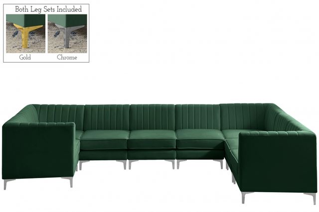 Meridian Furniture Alina Green Velvet Modular Sectional-1