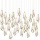 Currey & Company Glace Antique Brass/White Multi-Drop Pendant Lighting-0
