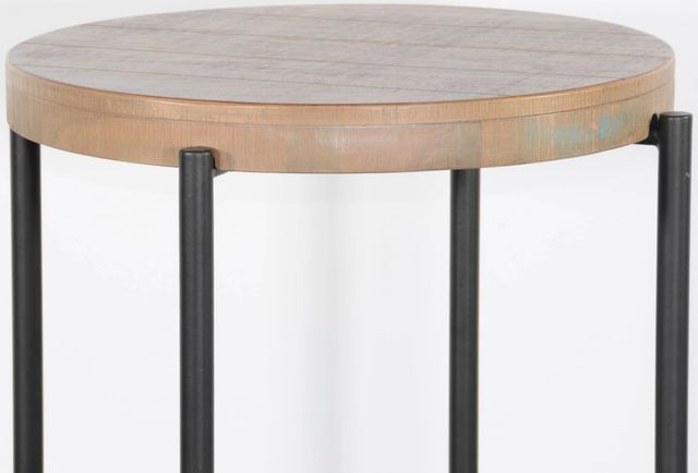 Sunny Designs™ Durango Weathered Brown Round Chairside Table with Black Metal Base -3