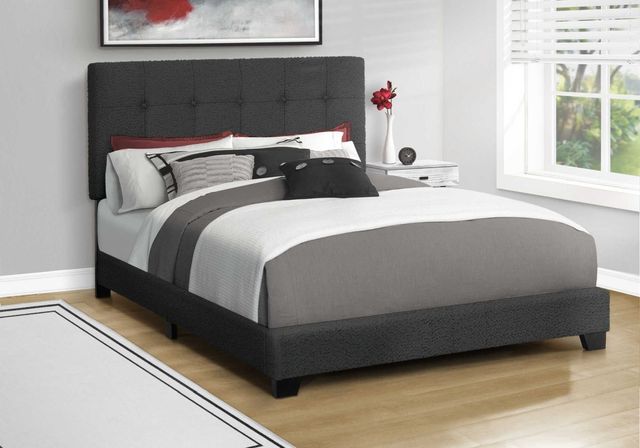 Monarch Specialties Inc. Black Upholstered Queen Panel Bed-1