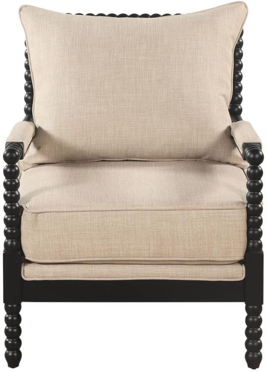 Coaster® Blanchett Beige/Black Upholstered Bobbin Accent Chair-3