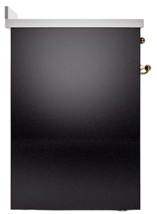 Ilve® Nostalgie II Noblesse 30'' Glossy Black Pro Style Induction Range with Brass Trim-2