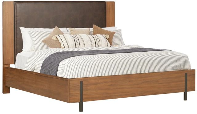 Flexsteel® Lincoln Brown/Walnut King Upholstered Panel Bed-0