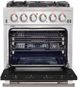 FORNO® Capriasca 30" Stainless Steel Pro Style Gas Range with Black Door-2