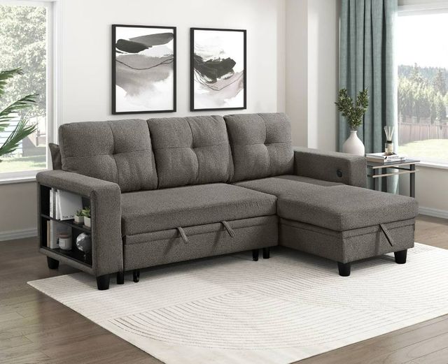Homelegance® Robinson 3-Piece Dark Brown Sectional with Reversible Chaise-1