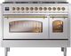 Ilve® Nostalgie II 48" Stainless Steel Pro Style Dual Fuel Range with Brass Trim-0