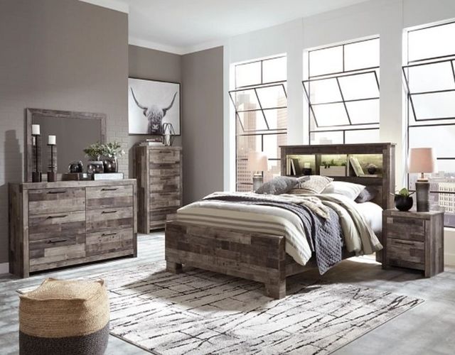 Benchcraft® Derekson 4-Piece Multi Gray Full Panel Bed Bedroom Set-4