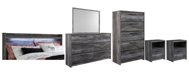 Signature Design by Ashley® Baystorm 6-Piece Gray King Panel Headboard Bedroom Set-0