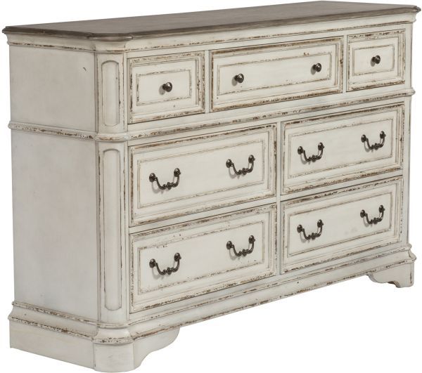 Liberty Furniture Magnolia Manor 5-Piece Antique White/Gray/Weathered Bark Queen Upholstered Panel Bedroom Set-3