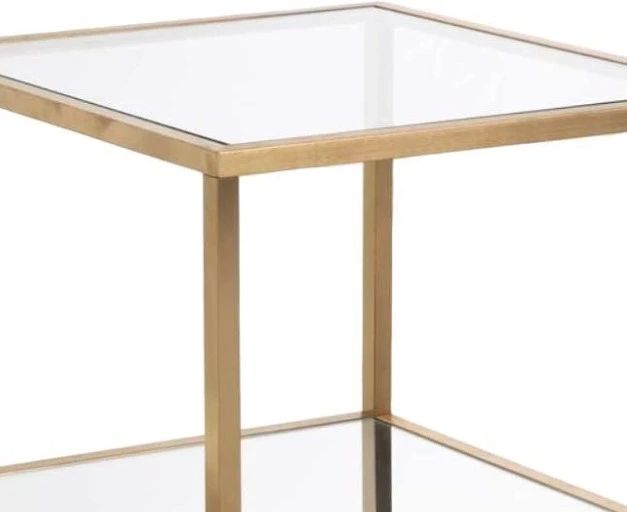 Decor-Rest® Furniture LTD Cara Glass Top Small Coffee Table with Brass Base-1