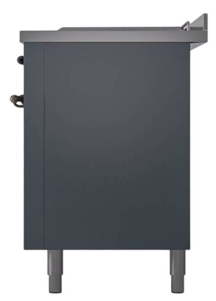 Ilve® Nostalgie II Noblesse 60'' Blue Gray Pro Style Dual Fuel Range with Burnished Trim-3