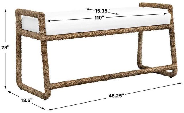 Uttermost® Araiza White Fabric Bench-2