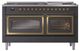 Ilve® Nostalgie II Noblesse 60'' Graphite Matte Pro Style Dual Fuel Range with Brass Trim-1