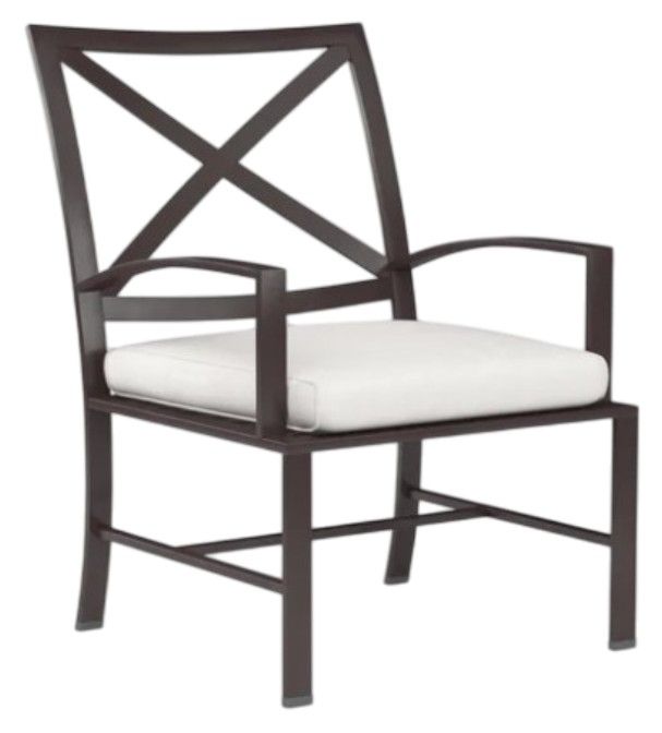 Sunset West La Jolla Espresso Aluminum Outdoor Dining Arm Chair with Canvas Flax Cushion-0