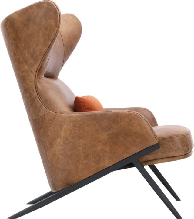 Moe's Home Collection Amos Creamy Cappuccino Leather Accent Chair-3