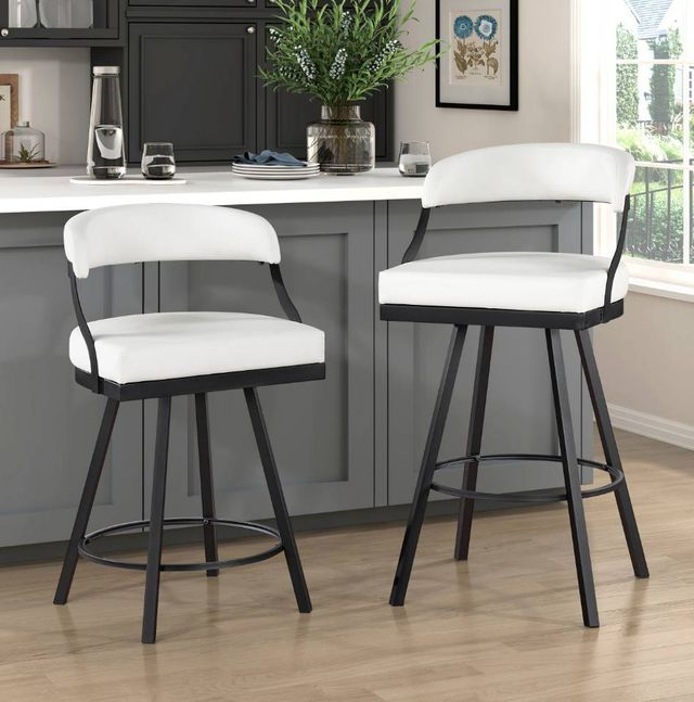 Homelegance® Crowley White Pub Swivel Chair-1