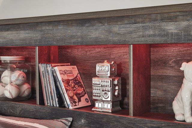 Signature Design by Ashley® Drystan Brown Queen Bookcase Headboard-4