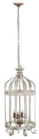 A & B Home Imre Weathered White Caged Chandelier-0