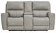 Leather Italia™ Cambria Laredo Cement Power Reclining Loveseat with Console-1