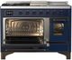 Ilve® Majestic III 48" Midnight Blue Pro Style Dual Fuel Liquid Propane Range with 5 Black Brass Burners and Burnished Trim-2