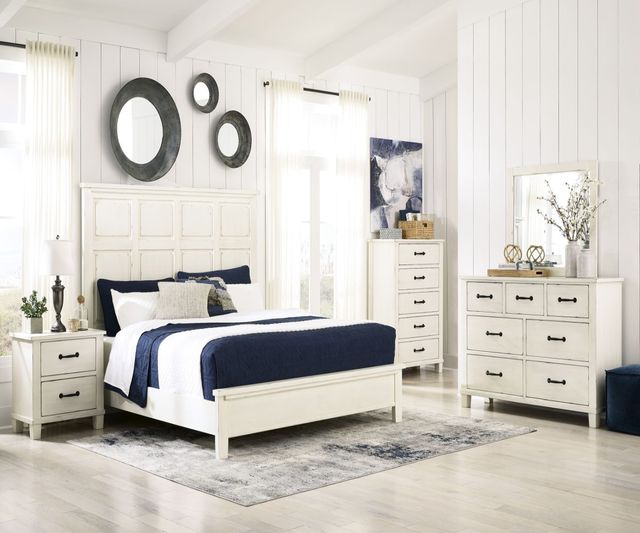 Signature Design by Ashley® Braunter Aged White Queen Panel Headboard-3