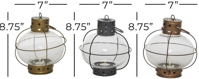 Deco Marche 3-Piece Multi Colored Glass Lantern Set-1