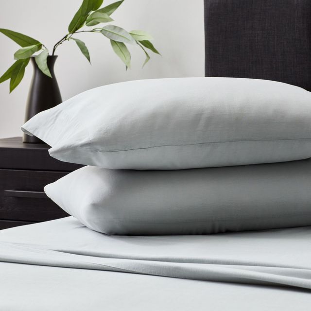Malouf® Linen-Weave Cotton Fog Split Queen Sheets Set-2