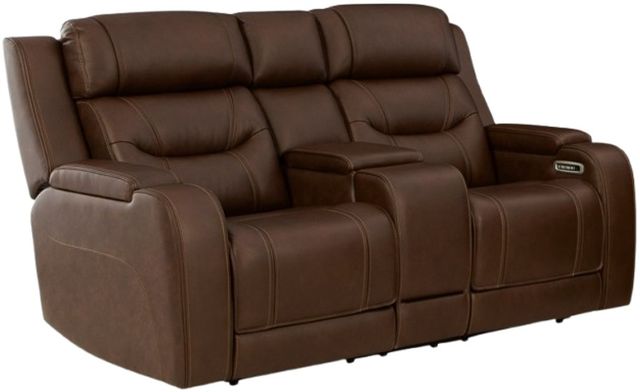 Signature Design by Ashley® Knightington Brown Power Reclining Loveseat with Audio Seating-0
