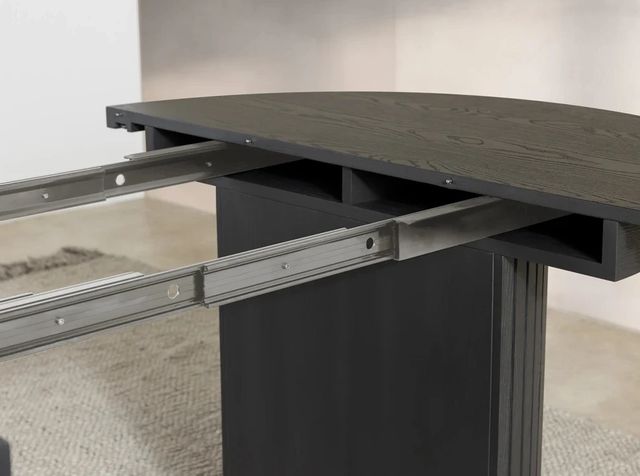 Transformer Table Transformer Dark Gray/Smoked Hickory Round Extendable Dining Table-4