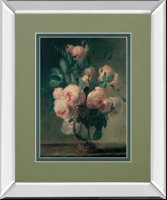 Classy Art Le Vase Fleuri by Pierre Redoute Mirror Framed Wall Art-0