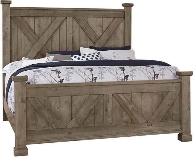 Artisan & Post by Vaughan-Bassett Cool Rustic Stone Gray Queen Panel X Bed-0