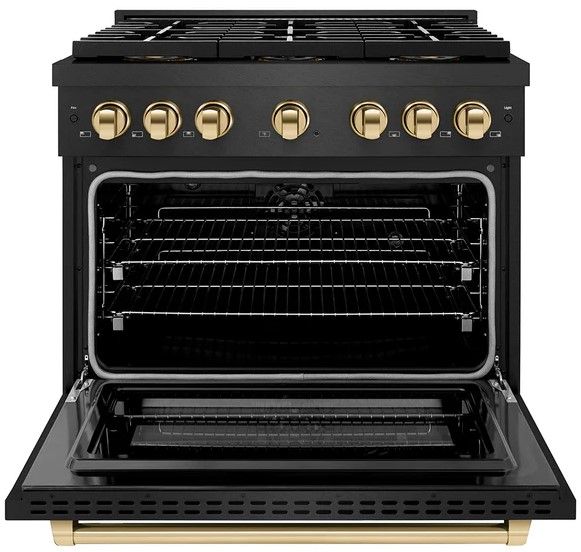 ZLINE Paramount 36" 5.2 cu. ft. Black Satin Stainless Steel Paramount Dual Fuel Range with 6 Burner DuoPro™ Cooktop and Electric Convection Oven-1