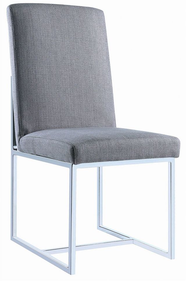 Coaster® Mackinnon 2-Piece Grey/Chrome Upholstered Side Chairs