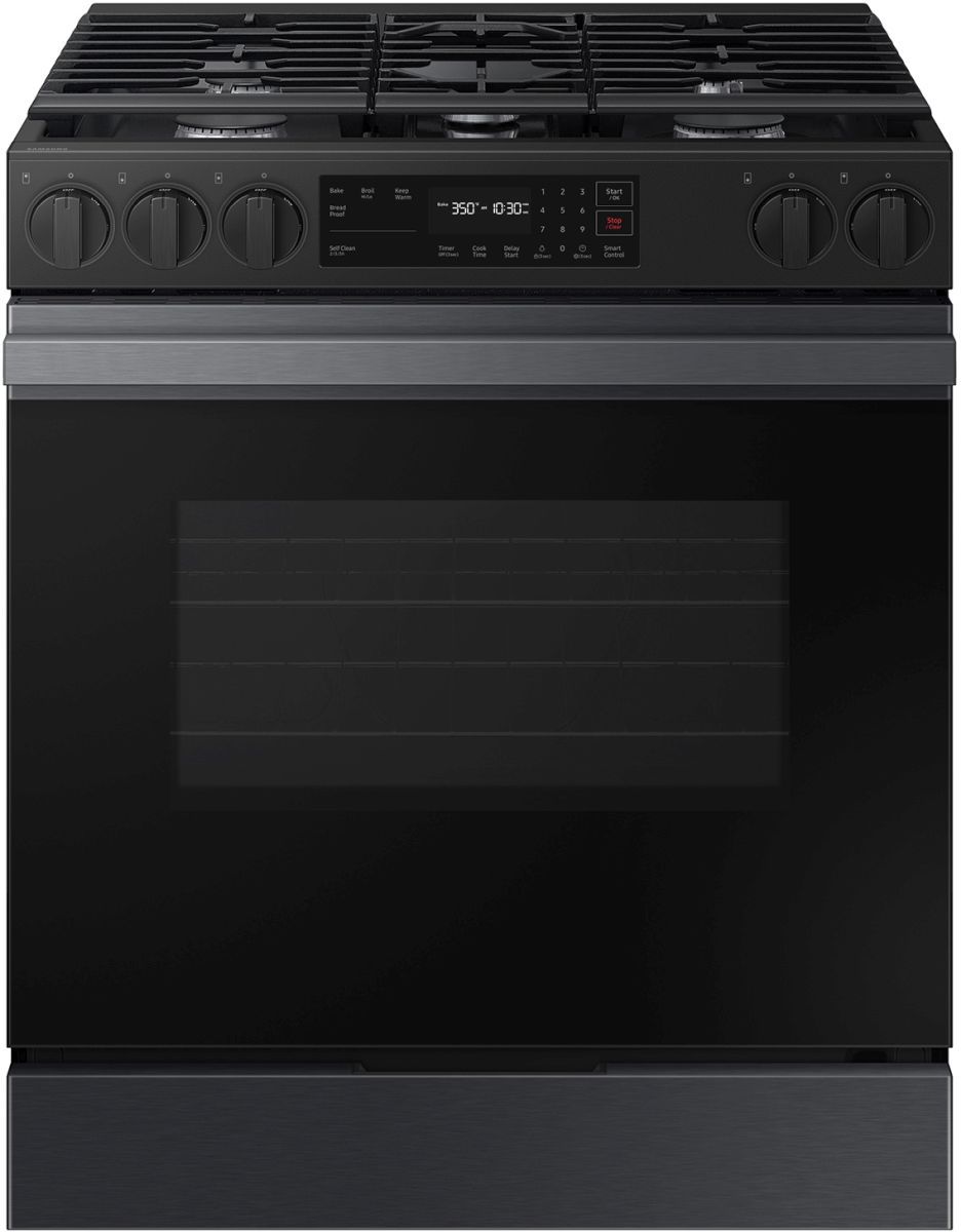 Samsung Bespoke 30" Matte Black Steel Slide In Gas Range