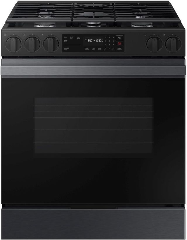 Samsung Bespoke 30" Matte Black Steel Slide In Gas Range