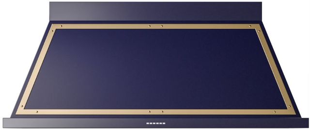 Ilve® Nostalgie II Noblesse 60" Midnight Blue Wall Mounted Range Hood with Brass Trim-0