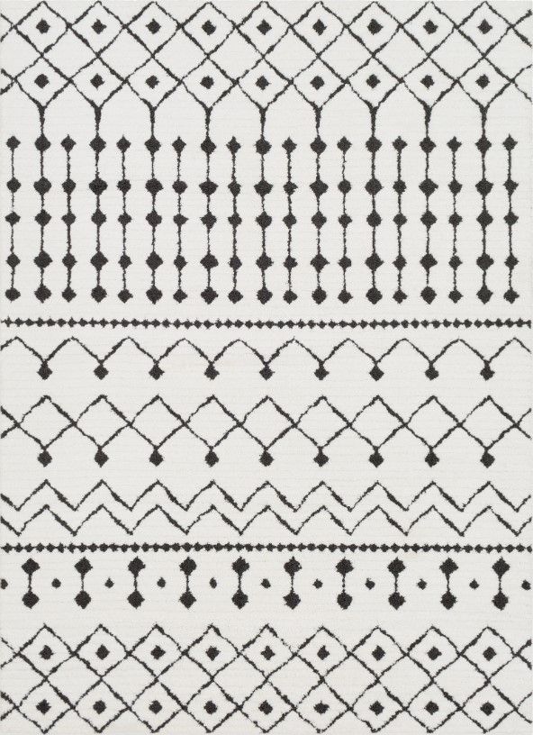Surya Moroccan Shag Charcoal/Off-White 4'x6' Area Rug-0