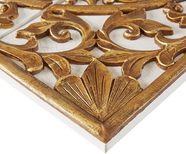 Olliix by Madison Park Gold Set of 3 Piece Gold Medallion 3D Design Canvas-3
