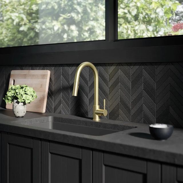 ZLINE Autograph Edition Gemini Champagne Bronze Pull Down Single Handle Kitchen Faucet-2
