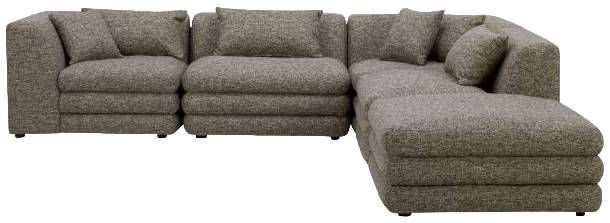 Moe's Home Collection Lowtide 5-Piece Stone Tweed Sectional with Ottoman-1