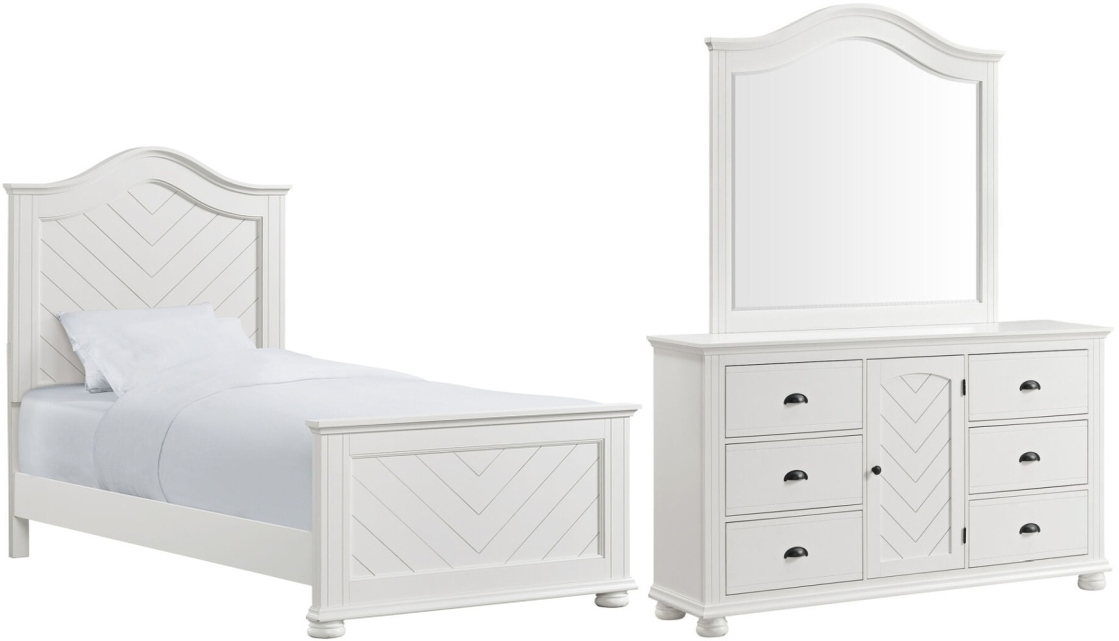 Elements International Kona 3-Piece White Twin Bedroom Set