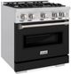 ZLINE Classic Series 30" Stainless Steel Pro Style Dual Fuel Range with Black Matte Door-1
