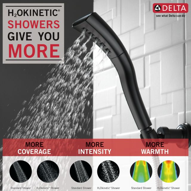 Delta Universal Showering Matte Black H2Okinetic® Single-Setting Adjustable Wall Mount Hand Shower-3