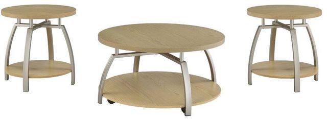 Coaster® Dacre 3-Piece Greige Coffee Table with Satin Nickel Base-0