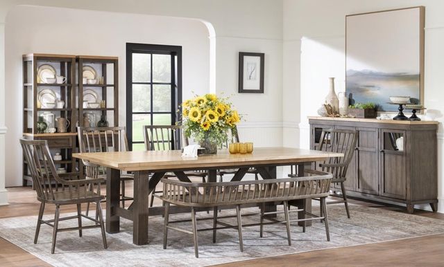 Legacy Classic XXX's and OOO's Amber Trestle Dining Table with Cocoa Base-4