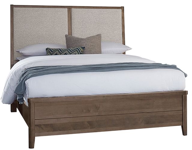 Vaughan-Bassett Woodbridge Dark Cashmere/Gray Queen Upholstered Panel Bed-0