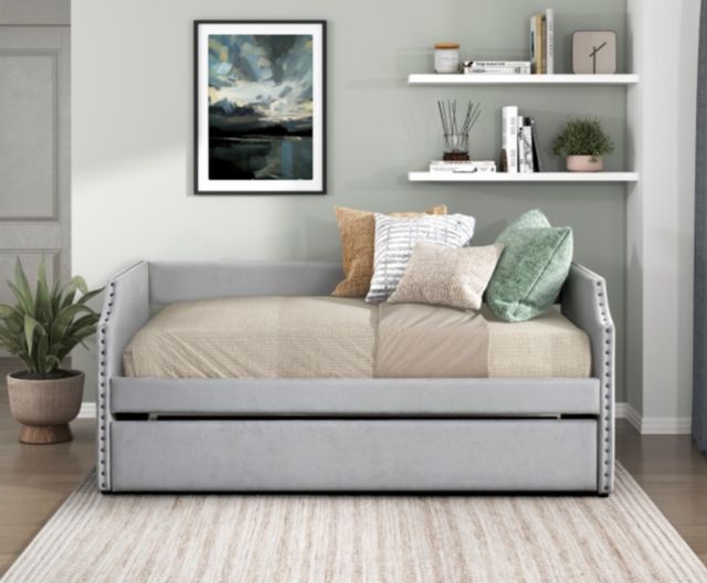 Homelegance® Shiloh Light Gray Youth Twin Daybed with Trundle-1