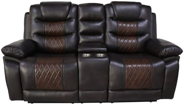 New Classic® Home Furnishings Nikko Brown Dual Power Reclining Console Loveseat-2