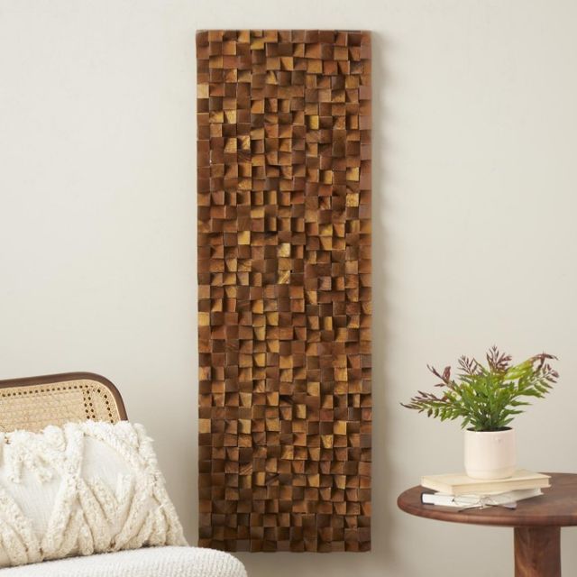 Deco Marche Brown 47'' Geometric 3D Cube Inspired Panel Wall Decor-4